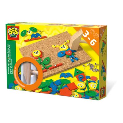 SES CREATIVE Martello per bambini Tap Tap Giocattolo per abilità motorie di fantasia, da 3 a 6 anni, multicolore (00926)