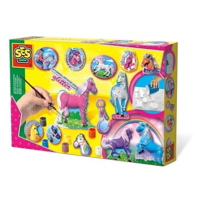 SES CREATIVE Juego Infantil de Casting y Pintura Caballos de Fantasía, 5 a 12 Años, Multicolor (01155)