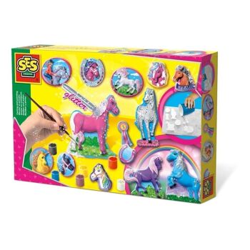 SES CREATIVE Kit de moulage et de peinture Fantasy Horses pour enfants, 5 à 12 ans, multicolore (01155) 1