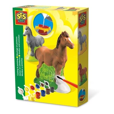 SES CREATIVE Gieß- und Malset für Kinder, Pferd, Unisex, 5 bis 12 Jahre, Mehrfarbig (01211)