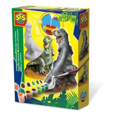 SES CREATIVE Ensemble de moulage et de peinture T-rex pour enfants, unisexe, 5 à 12 ans, multicolore (01283)