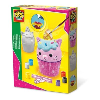 SES CREATIVE Kit de moulage et de peinture pour cupcakes Unikitty pour enfant, fille, 5 à 12 ans, multicolore (01287)