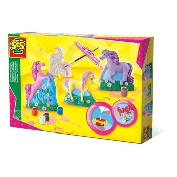 SES CREATIVE Kit de moulage et de peinture pour chevaux pour enfants, fille, 5 à 12 ans, multicolore (01356) 1