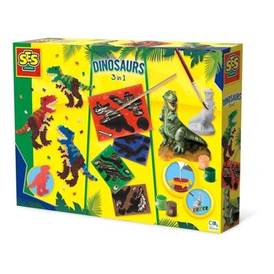 SES CREATIVE Juego de manualidades 3 en 1 de dinosaurios, a partir de 5 años (01409)