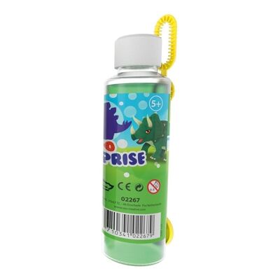 SES CREATIVE Bouteille de solution Mega Bubbles pour enfants avec baguette à bulles et Dino Surprise, 200 ml, unisexe, cinq ans et plus, multicolore (02267)