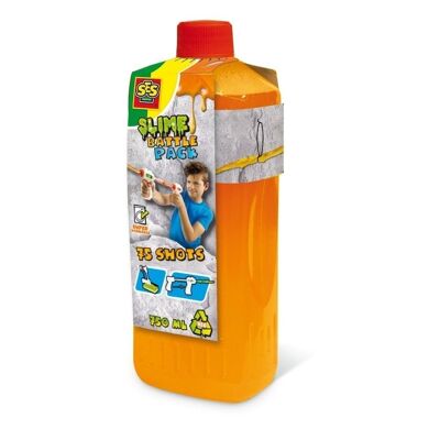 SES CREATIVE Slime Battle Pack per bambini Bottiglia di ricarica arancione neon, 750 ml, unisex, dai 3 anni in su, arancione (02274)