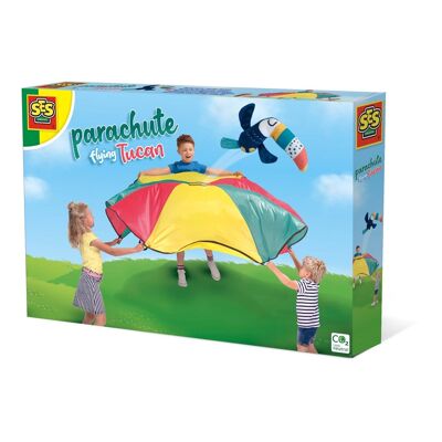 SES CREATIVE Tucano volante per bambini con paracadute, unisex, dai tre anni in su, multicolore (02289)