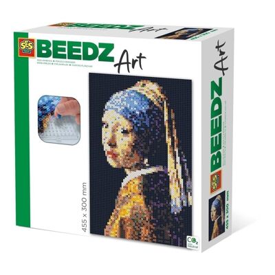 SES CREATIVE Vermeer Girl with a Pearl Earring Beedz Art Mosaic Kit, 7000 Perles à repasser, Unisexe, Huit ans et plus, Multicolore (06004)