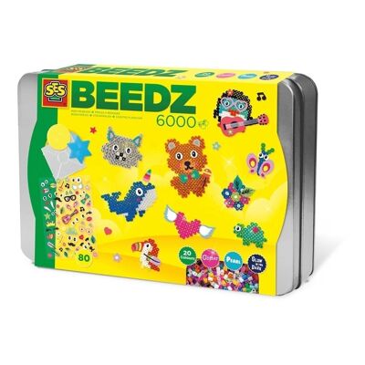 SES CREATIVE Set mosaico di perline termoadesive per bambini Beedz Luxury Sorting Box, mix di 6000 perline termoadesive, bambina, da 5 a 12 anni, multicolore (06139)