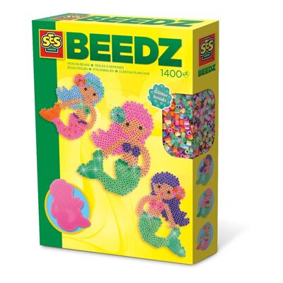 SES CREATIVE Set mosaico di perline termoadesive per bambini Beedz sirena, mix di 1400 perline termoadesive, ragazza, da 5 a 12 anni, multicolore (06212)