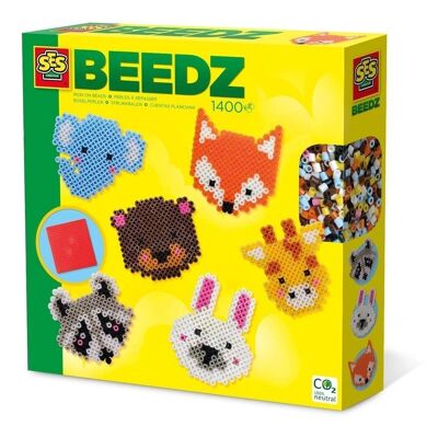 SES CREATIVE Beedz Perline termoadesive per bambini Simpatici animali Mosaico Kit, 1400 perline termoadesive, unisex, dai cinque anni in su, multicolore (06304)