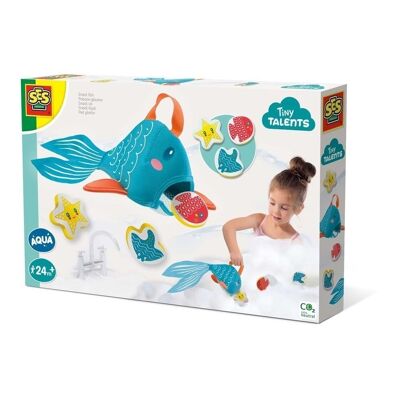 SES CREATIVE Tiny Talents Kinder-Snack-Fisch-Badespielzeug, Unisex, ab zwei Jahren, mehrfarbig (13086)