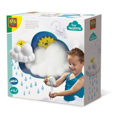 SES CREATIVE Giocattolo da bagno per bambini Tiny Talents Aqua Peek-a-boo Sunshine, unisex, dai 6 mesi in su, bianco/giallo (13095)