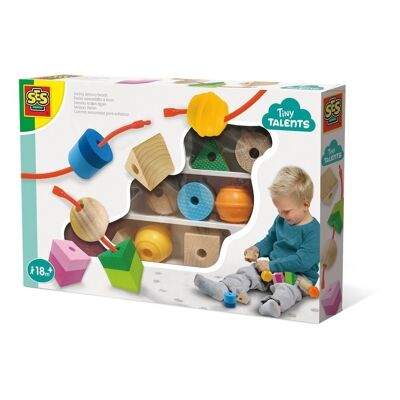 SES CREATIVE Set di giocattoli per bambini Tiny Talents Lacing Sensory Beads, unisex, dai 18 mesi in su, multicolore (13102)