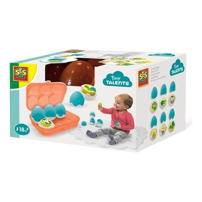 SES CREATIVE Set di giocattoli per smistare le uova per bambini Tiny Talents, unisex, dai 18 mesi in su, multicolore (13103)