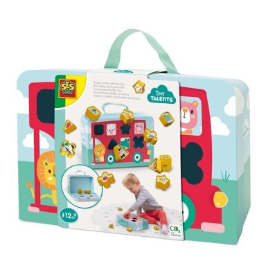 SES CREATIVE Tiny Talents Valise trieuse de formes pour enfants, jouet bus, unisexe, 12 mois et plus, multicolore (13109)