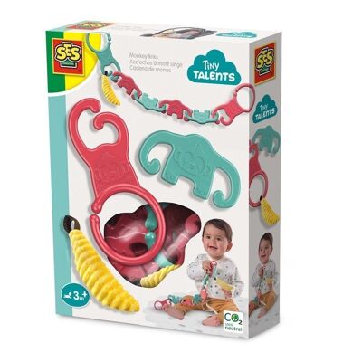 SES CREATIVE Tiny Talents Children's Monkey Links Toy, Unisex, 3 Months and Above, Multi-colour (13111)