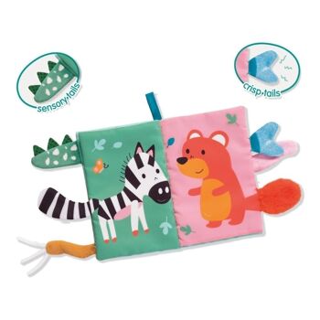 SES CREATIVE Tiny Talents Livre en tissu sensoriel pour enfants avec queues d'animaux, unisexe, 6 mois et plus, multicolore (13112) 2