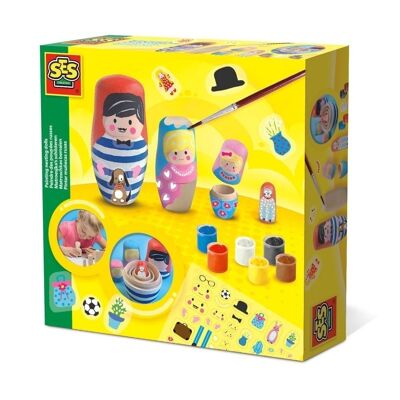 SES CREATIVE Painting Nesting Dolls, Unisex, Ages Five to Twelve Years, Multi-colour (14002)