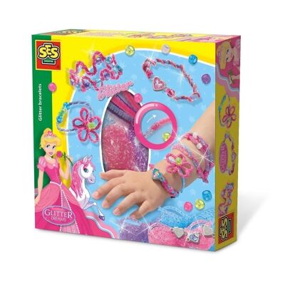 SES CREATIVE Glitter Dreams Princess Glitter Bracelets Set für Kinder, 4 bis 12 Jahre, Mehrfarbig (14128)