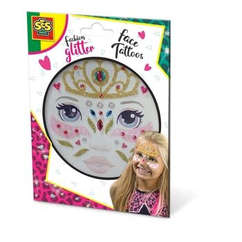 SES CREATIVE Princess Fashion Tatouages temporaires pour le visage à paillettes, fille, à partir de trois ans, multicolore (14147) 1