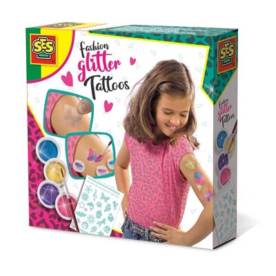 SES CREATIVE Ensemble de tatouages temporaires à paillettes pour enfants, fille, 5 ans à 12 ans, multicolore (14142)