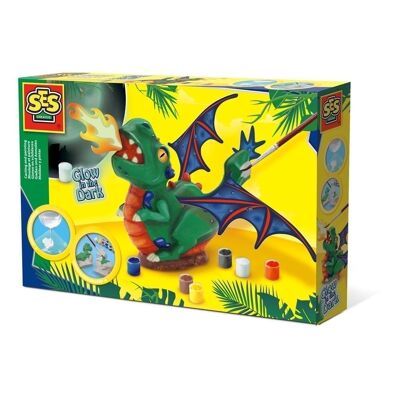 SES CREATIVE Dragon Glow-in-the-Dark Set per colata e pittura per bambini, unisex, da 5 a 12 anni, multicolore (14204)