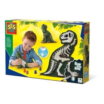 SES CREATIVE T-Rex con juego de fundición y pintura de esqueleto, 5 años o más (14206)