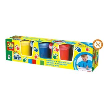 SES CREATIVE Kit de peinture au doigt lavable My First pour enfants, 4 pots de peinture (145 ml), unisexe, 1 à 4 ans, multicolore (14413) 2