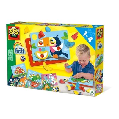 SES CREATIVE Mi primer mosaico infantil con formas, unisex, de uno a cuatro años, multicolor (14420)