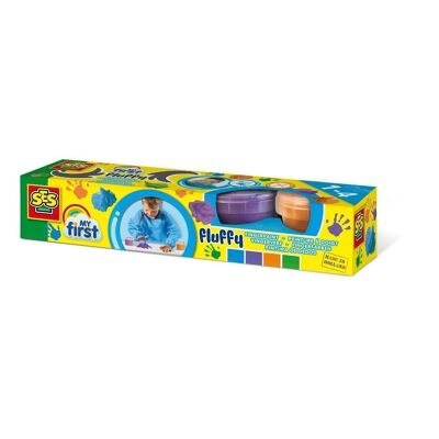 SES CREATIVE Children's My First Fluffy Juego de pintura para dedos lavable, 4 botes de pintura (110 ml), unisex, de 1 a 4 años, multicolor (14441)