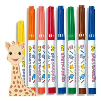 SES CREATIVE Ensemble de marqueurs pour bébé My First Sophie La Giraffe pour enfants, 8 couleurs, unisexe, 12 mois et plus, multicolore (14491) 2