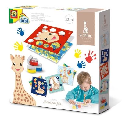 SES CREATIVE Kinder My First Sophie La Giraffe Waschbares Fingermalkarten-Set, 3 Farbtöpfe, Unisex, ab 12 Monaten, Mehrfarbig (14493)