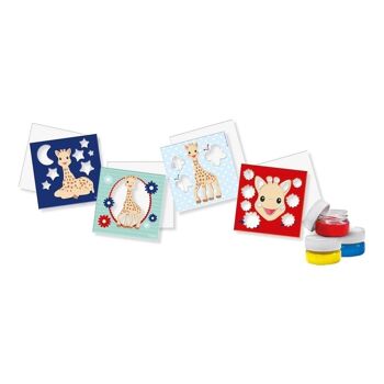 SES CREATIVE Jeu de cartes de peinture au doigt lavable My First Sophie La Giraffe pour enfants, 3 pots de peinture, unisexe, 12 mois et plus, multicolore (14493) 2