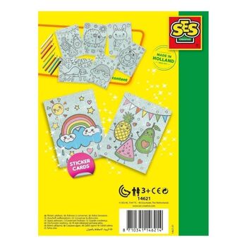 SES CREATIVE Kit de coloriage à paillettes pour enfants, 6 cartes à paillettes et 8 crayons de couleur, unisexe, 3 à 6 ans, multicolore (14621) 4