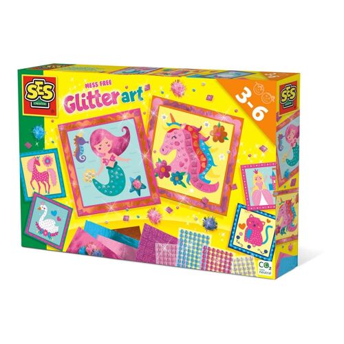 SES CREATIVE Children's Mess Free Glitter Art, Unisex, Three to Six Years, Multi-colour (14645)