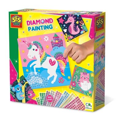 SES CREATIVE Happy Animals Diamond Painting, 3 ans et plus (14701)