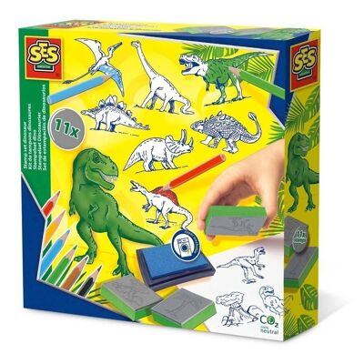 SES CREATIVE Set de tampons Dinosaure pour enfant, 3 à 12 ans (14919)