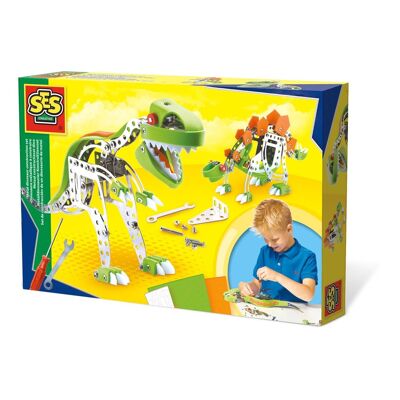 SES CREATIVE Metal Dinosaur Construction Set, Unisex, Ages Seven to Twelve Years, Multi-colour (14958)