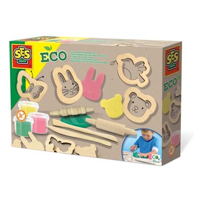SES CREATIVE Eco Dough con juego de utensilios de madera, a partir de 3 años (24917)