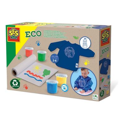 SES CREATIVE Eco Fingerpaint Set with Children's Apron, 2 Years and Above (24924)