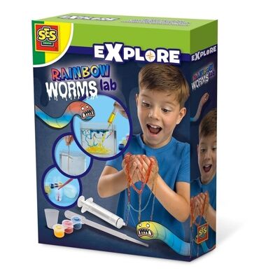 SES CREATIVE Children's Explore Rainbow Worms Lab Experiment Kit, Unisex, 8 Years or Above, Multi-colour (25111)