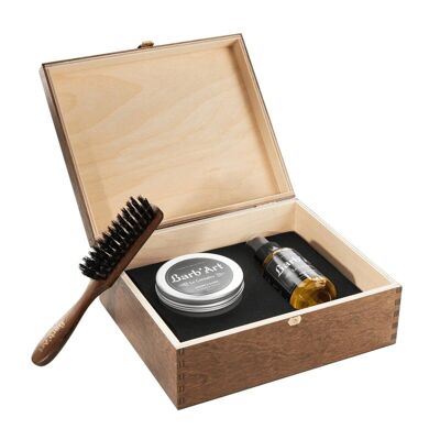 Coffret Cadeau Barbe Grandiose - en Bois - Parfum "L'Allié" Epicé-Santal