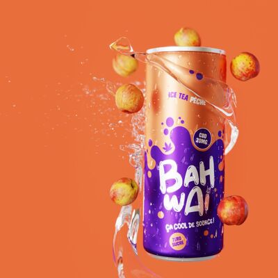 Bahwai | eau pétillante relaxante et sans sucre | goût Ice tea Pêche