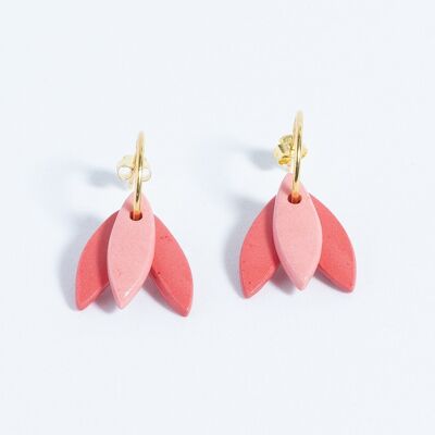 Boucles d'oreilles combinées en porcelaine pétale de rose