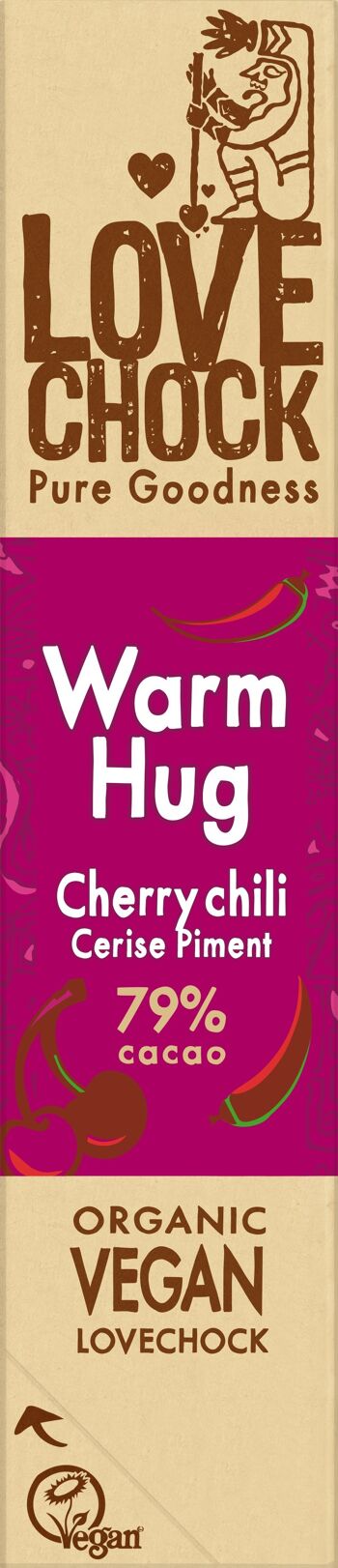 Valentine's gifting Vegan Chocolate Bar WARM HUG Cherry Chilli 79% 40 g organic 2