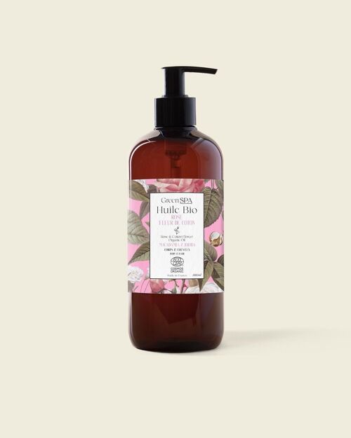 Huile de Massage Bio Rose Fleur de Coton - Cabine 500 ml