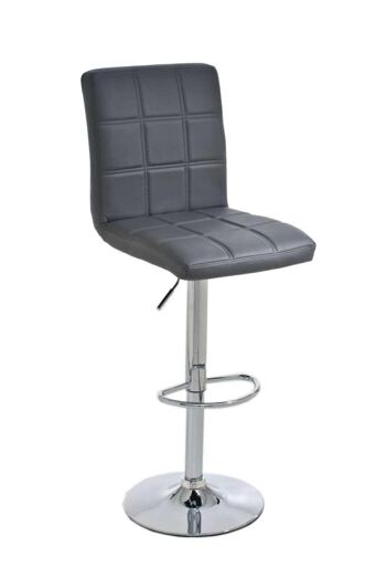 Tabouret de bar Athene Gris 50x42x94 Cuir artificiel gris Métal chromé