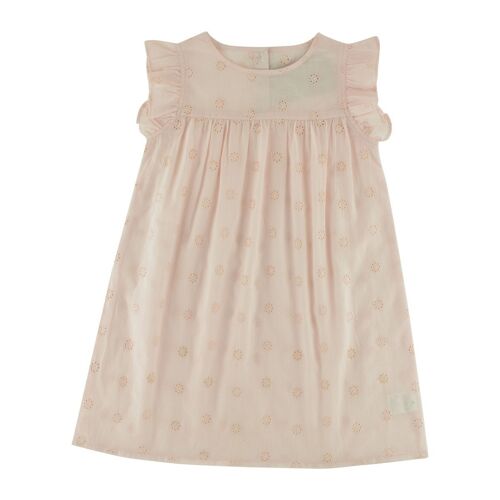 Robe sans manches broderie anglaise rose Hortense