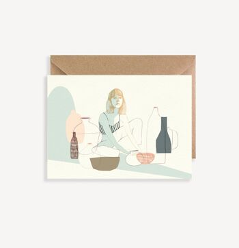 Carte postale illustrée - avec enveloppe - La Fille aux Céramiques 1